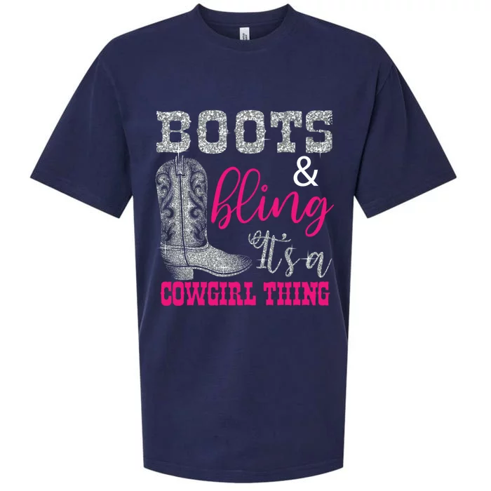 Funny Cowgirl Boots Bling Gift Cute Love Country Life Cool Gift Sueded Cloud Jersey T-Shirt