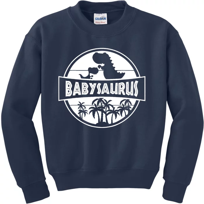 Fun Cute Babysaurus With Parent and Retro Vintage For Baby Kids Sweatshirt