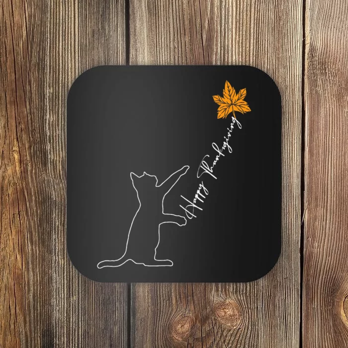 Festive Cat Balloon Celebrating Thanksgiving Coaster