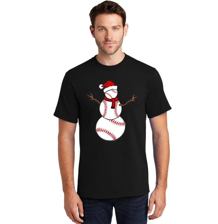 Funny Christmas Baseball Balls Santa Snowman TShirt TShirt Tall T-Shirt