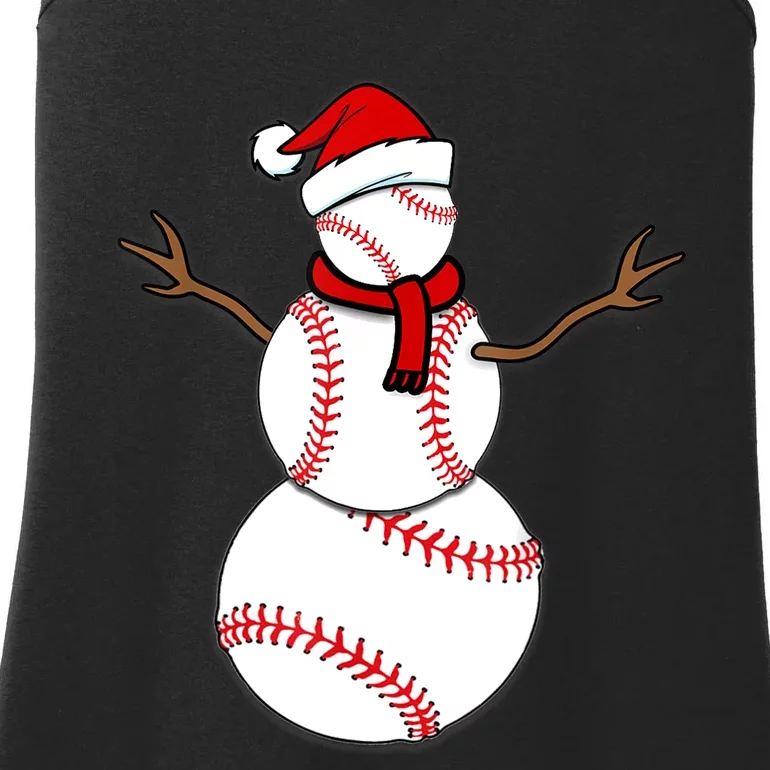 Funny Christmas Baseball Balls Santa Snowman TShirt TShirt Ladies Essential Tank