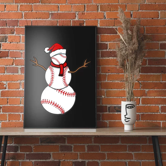 Funny Christmas Baseball Balls Santa Snowman TShirt TShirt Poster