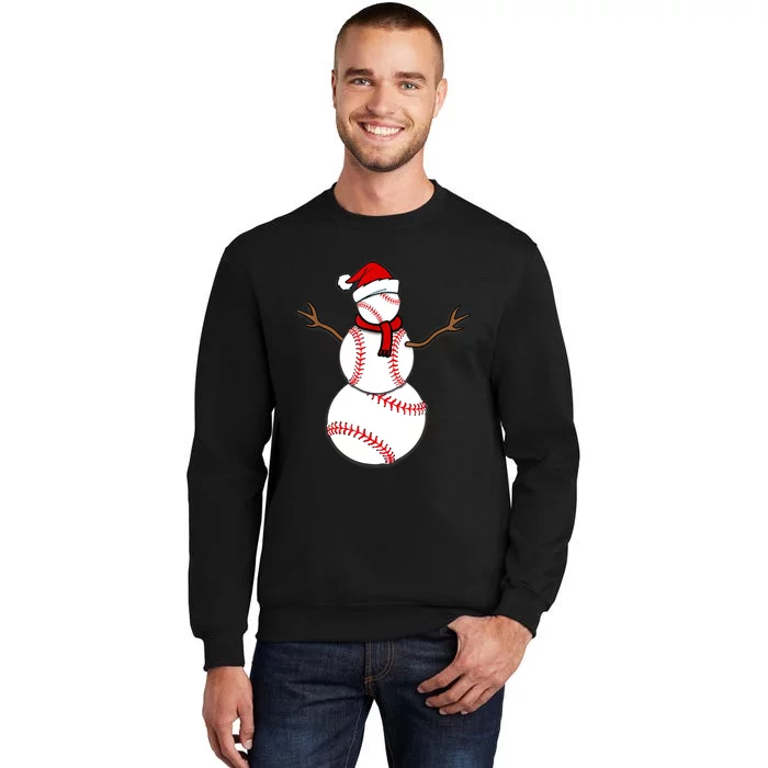 Funny Christmas Baseball Balls Santa Snowman TShirt TShirt Tall Sweatshirt