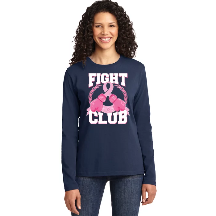 Fight Club Breast Cancer Awareness Warrior Ladies Long Sleeve Shirt