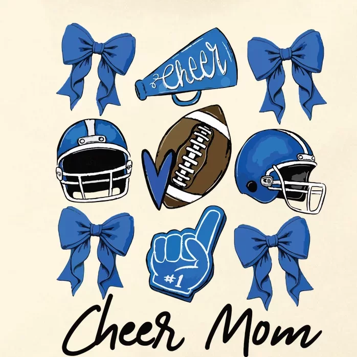 Football Coquette Bow Cheer Mom Blue Zip Tote Bag