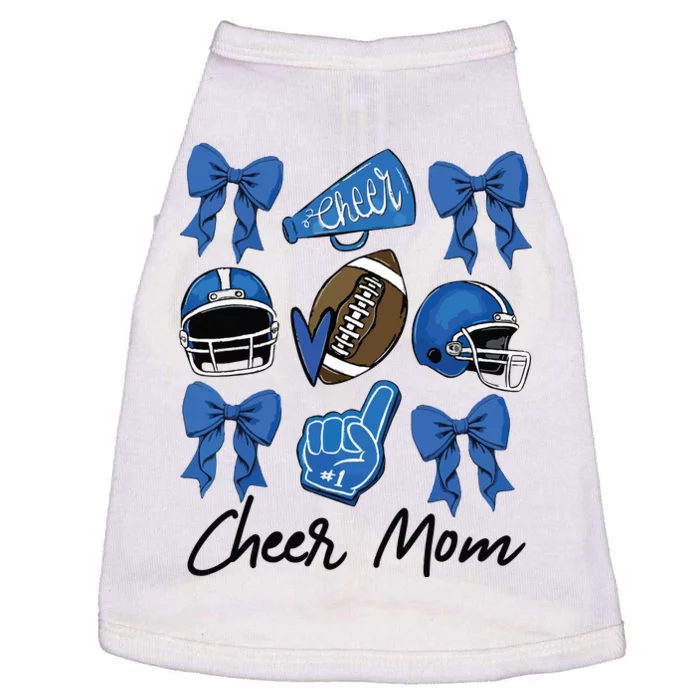 Football Coquette Bow Cheer Mom Blue Doggie Tank