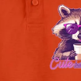 Funny Cute But Feral Coffee Raccoon Dry Zone Grid Performance Polo