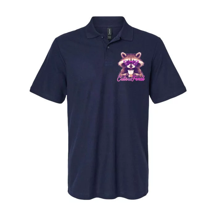 Funny Cute But Feral Coffee Raccoon Softstyle Adult Sport Polo