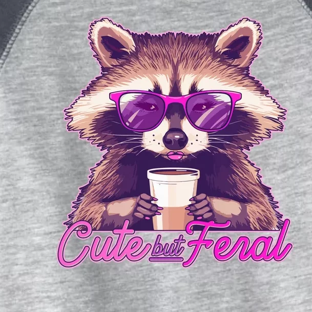 Funny Cute But Feral Coffee Raccoon Toddler Fine Jersey T-Shirt