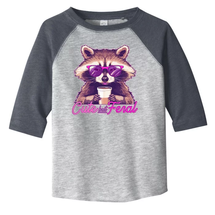 Funny Cute But Feral Coffee Raccoon Toddler Fine Jersey T-Shirt