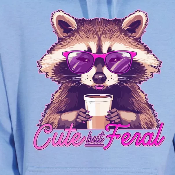 Funny Cute But Feral Coffee Raccoon Unisex Surf Hoodie