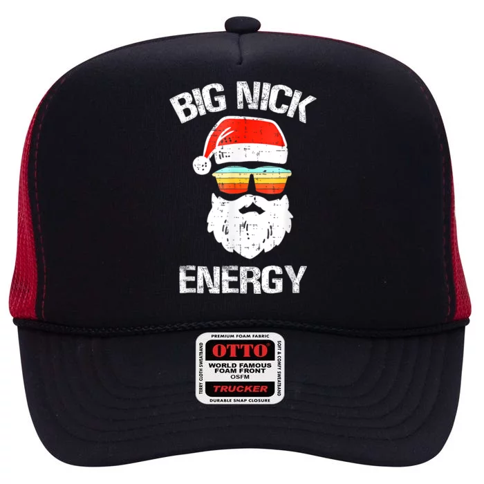 Funny Christmas Big Nick Energy Santa Naughty Adult Humor High Crown Mesh Trucker Hat