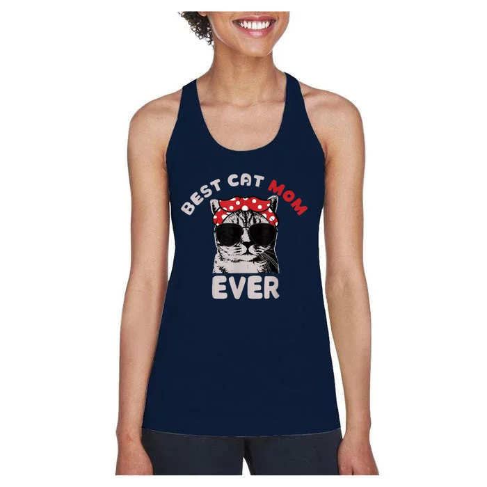 Funny Cat Best Cat Mom Ever Meow With My Cat Tee Women's Racerback Tank