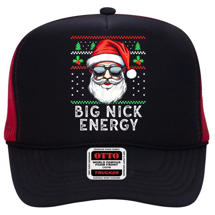 Funny Christmas Big Nick Energy Santa Naughty Adult Humor High Crown Mesh Trucker Hat