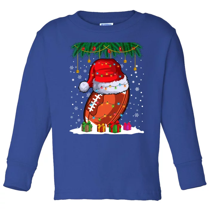 Football Christmas Ball Xmas Lights Sport Football Player Gift Toddler Long Sleeve Shirt