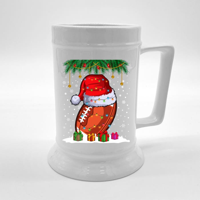 Football Christmas Ball Xmas Lights Sport Football Player Gift Front & Back Beer Stein