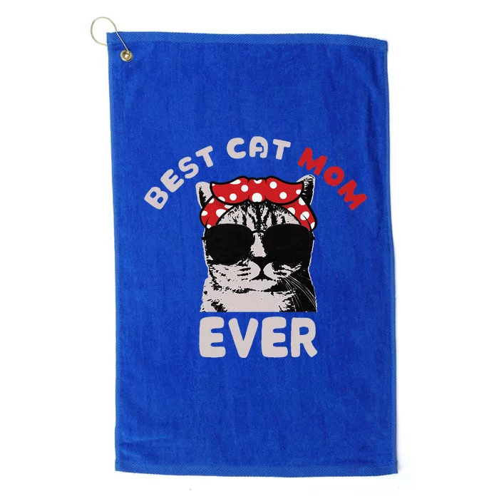 Funny Cat Best Cat Mom Ever Meow With My Cat Tee For Women Platinum Collection Golf Towel