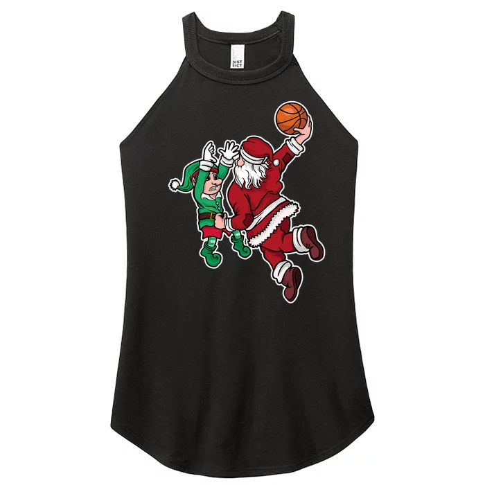 Funny Christmas Basketball Player Santa Claus Dunk Xmas Women’s Perfect Tri Rocker Tank