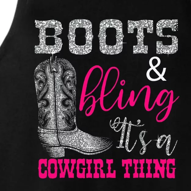 Funny Cowgirl Boots Bling Ladies Tri-Blend Wicking Tank