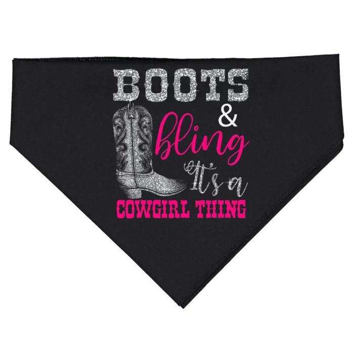 Funny Cowgirl Boots Bling USA-Made Doggie Bandana