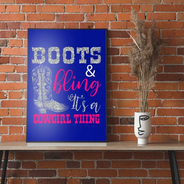 Funny Cowgirl Boots Bling Poster