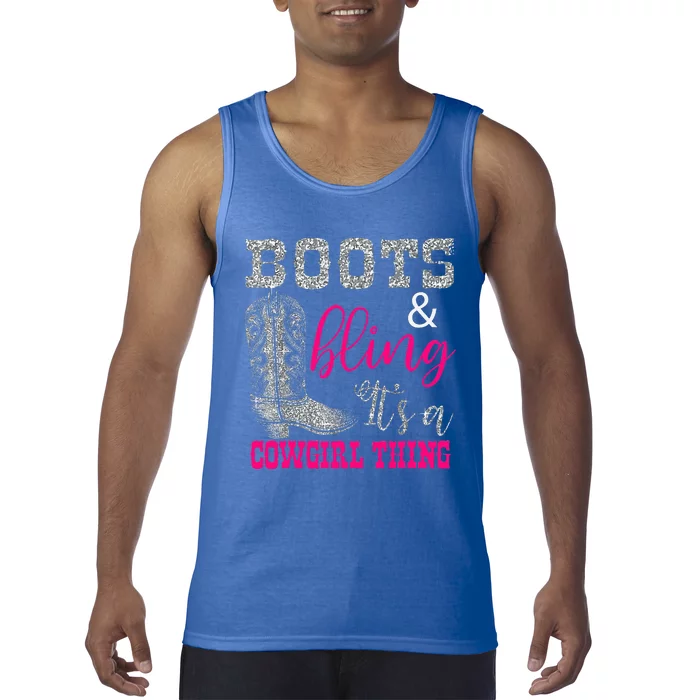 Funny Cowgirl Boots Bling Tank Top