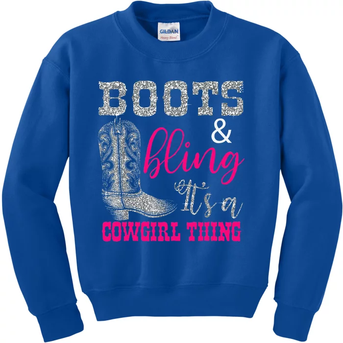 Funny Cowgirl Boots Bling Kids Sweatshirt