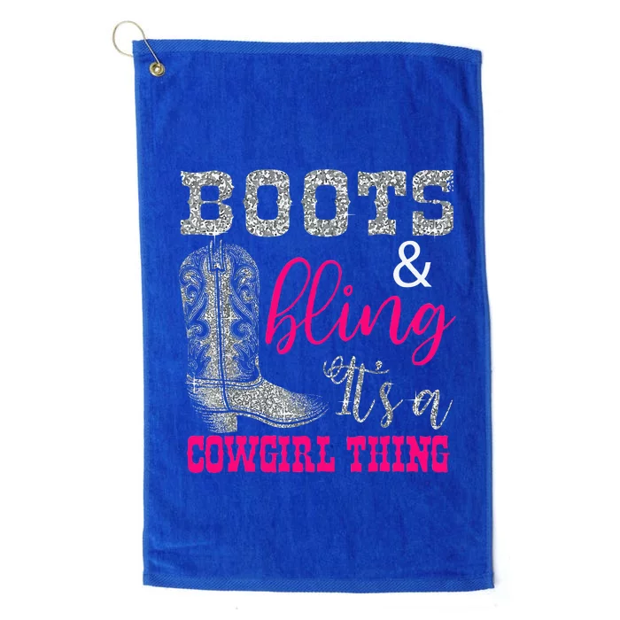 Funny Cowgirl Boots Bling Platinum Collection Golf Towel