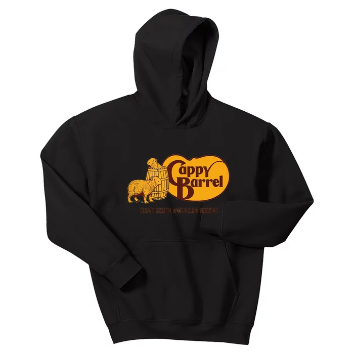 Funny Cappy Barrel Capybara Campaign Store Logo Kids Hoodie