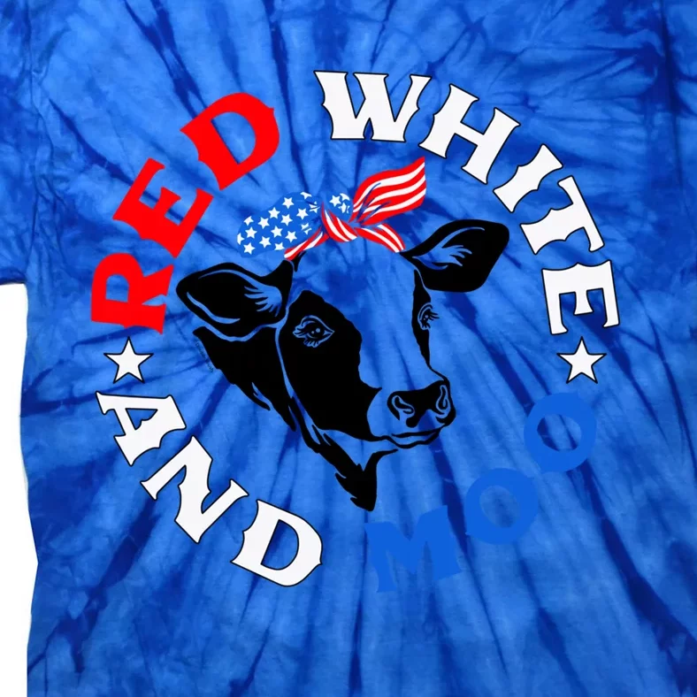 Funny Cow Bandana July 4th Red White And Moo American Farm Great Gift Tie-Dye T-Shirt