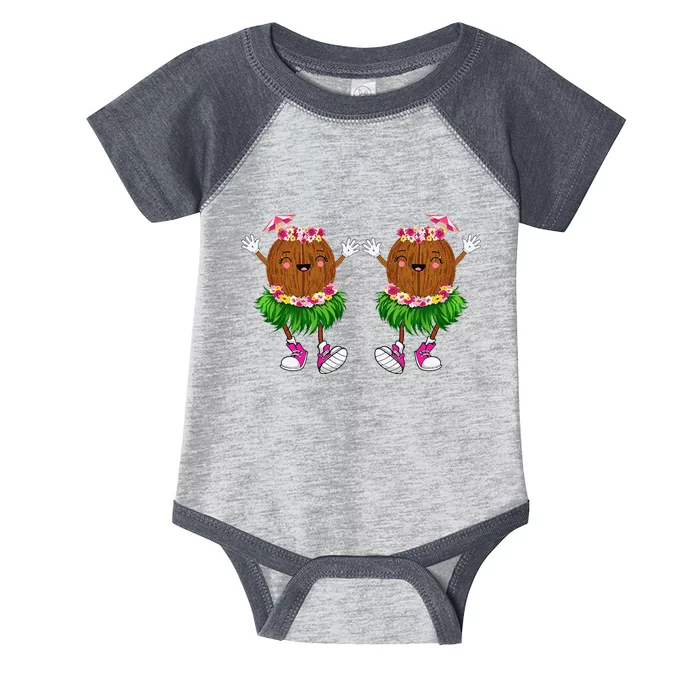 Funny Coconut Bra Hawaiian Tropical Beach Vibes Summer Girl Infant Baby Jersey Bodysuit