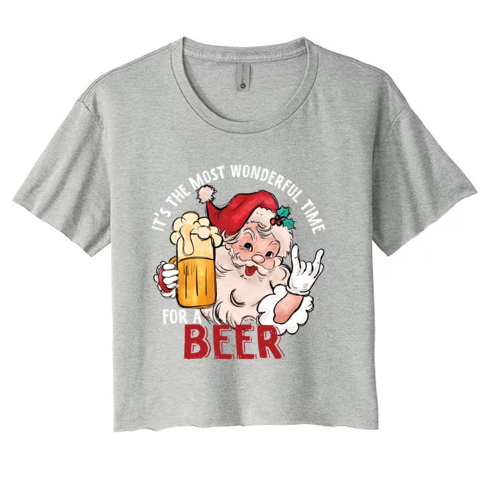 Funny Christmas Beer Meme For Ugly Christmas Beer Women's Crop Top Tee