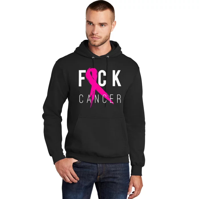 Fuck Cancer Breast Cancer Awareness Gift Retro Distressed Hoodie