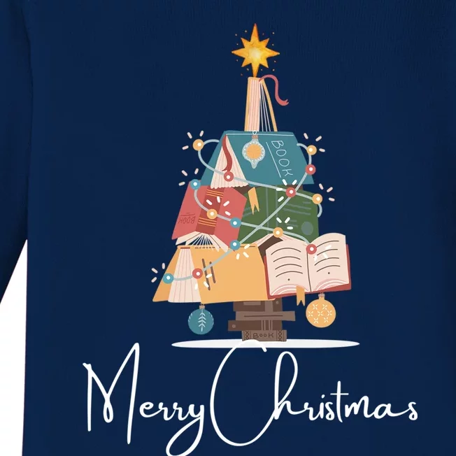 Funny Christmas Book Tree Teachers Bookworm Librarian Xmas Meaningful Gift Baby Long Sleeve Bodysuit