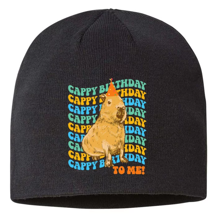 Funny Capybara Birthday Design 8 1/2in Sustainable Knit Beanie