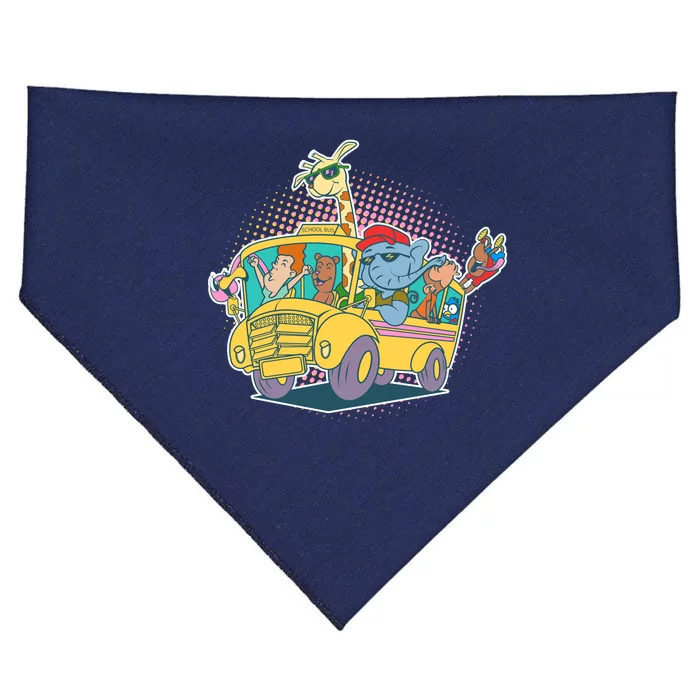 Funny Cool Back to School Animals School Bus USA-Made Doggie Bandana