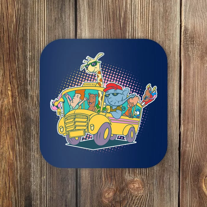 Funny Cool Back to School Animals School Bus Coaster