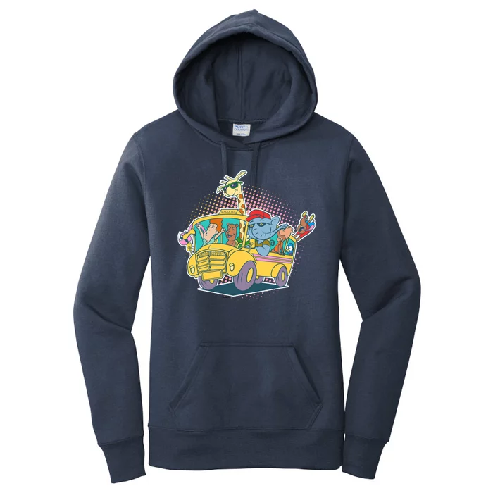 Funny Cool Back to School Animals School Bus Women's Pullover Hoodie