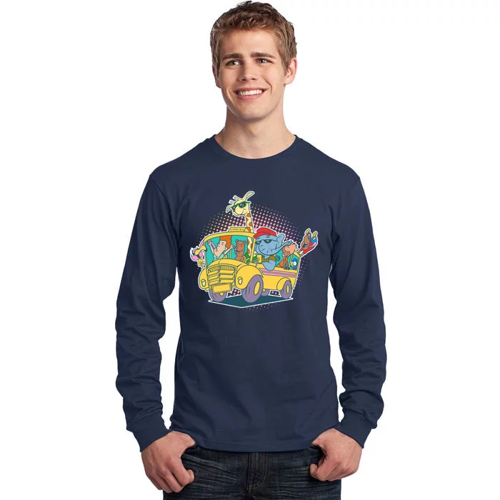 Funny Cool Back to School Animals School Bus Tall Long Sleeve T-Shirt