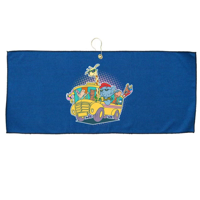 Funny Cool Back to School Animals School Bus Large Microfiber Waffle Golf Towel