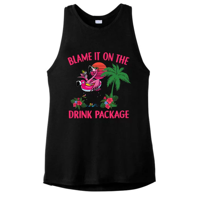 Flamingo Cruise Blame It on the Drink Package Drinking Booze Ladies Tri-Blend Wicking Tank