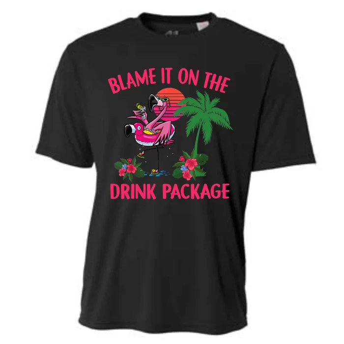 Flamingo Cruise Blame It on the Drink Package Drinking Booze Cooling Performance Crew T-Shirt