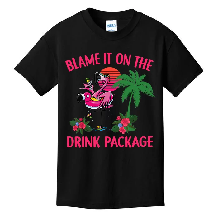 Flamingo Cruise Blame It on the Drink Package Drinking Booze Kids T-Shirt