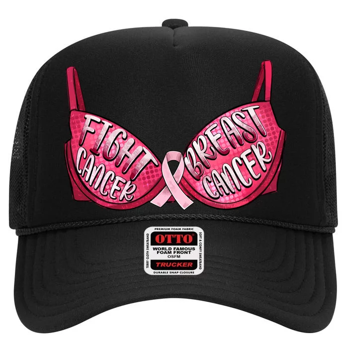 Fight Cancer Breast Cancer Bra High Crown Mesh Trucker Hat