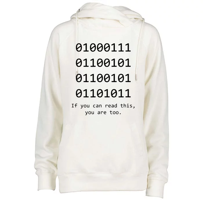 Funny Computer Binary Code Programmer Developer Geek Gift Womens Funnel Neck Pullover Hood