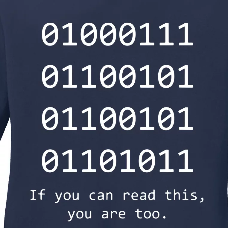 Funny Computer Binary Code Programmer Developer Geek Gift Ladies Long Sleeve Shirt