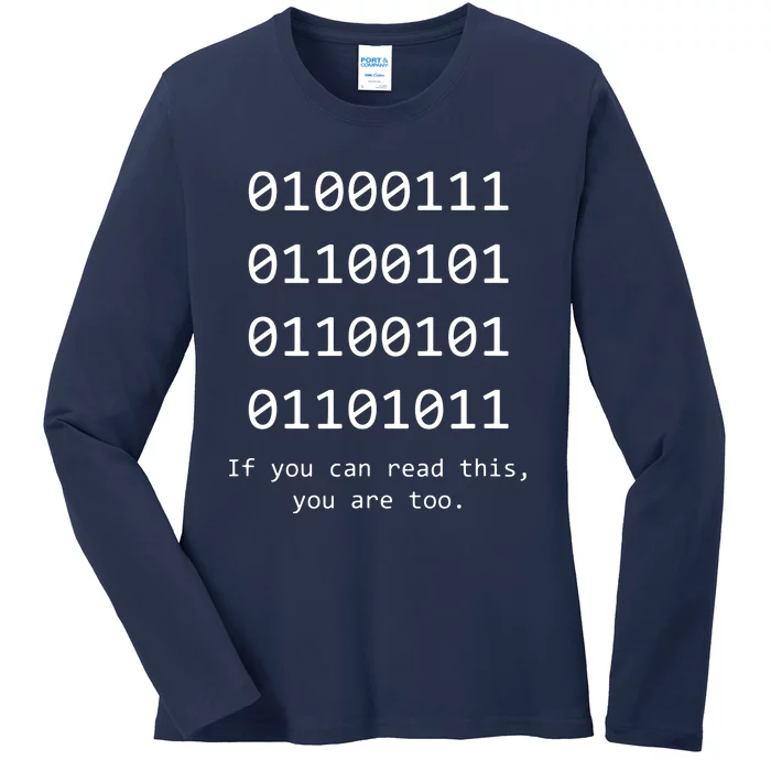 Funny Computer Binary Code Programmer Developer Geek Gift Ladies Long Sleeve Shirt