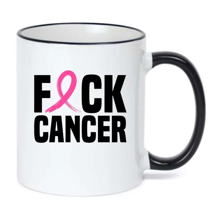 Fuck Cancer Breast Cancer Awareness Gift Retro Distressed Black Color Changing Mug