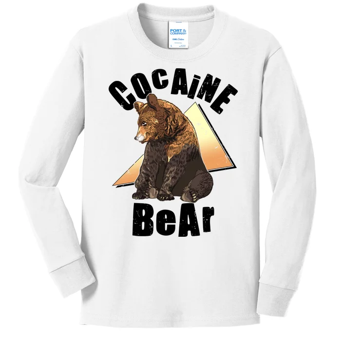 Funny Cocaine Bear Kids Long Sleeve Shirt