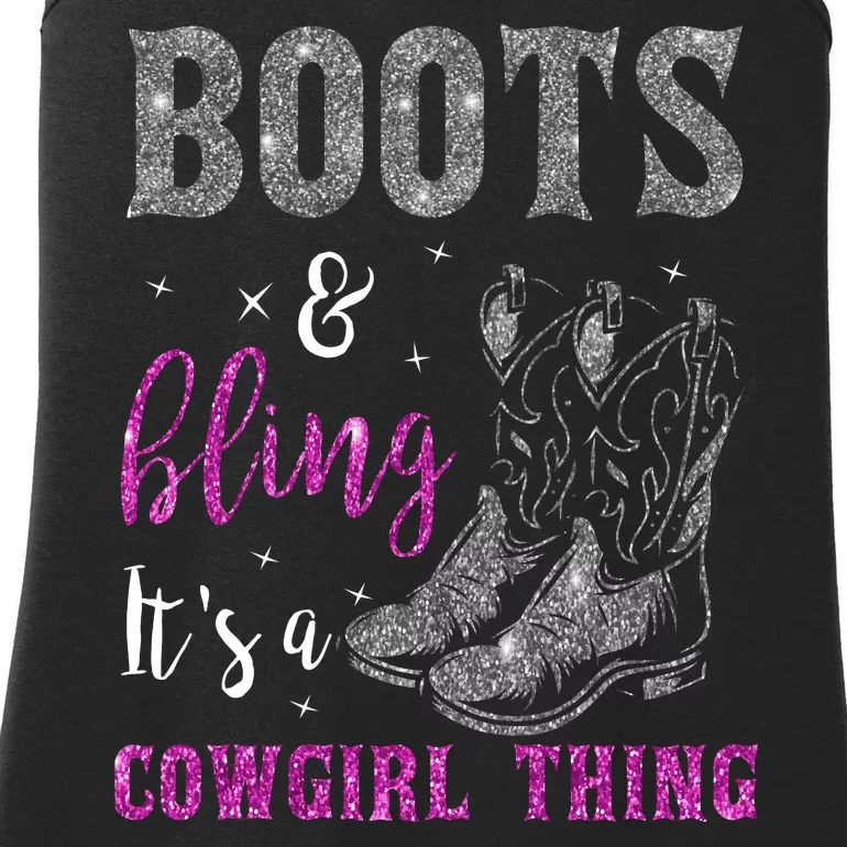 Funny Cowgirl Boots Bling Western Horse Lovers Cute Love Country Life Ladies Essential Tank